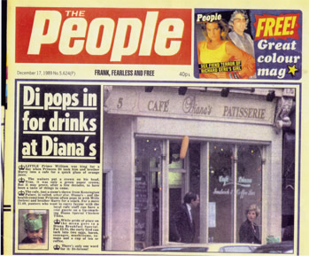 newspaper front page about Prrincess Diana